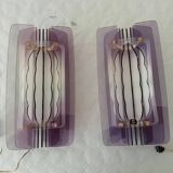Set of plexiglass wall lights and mirror by Harvey Guzzini, 1970s