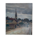 Ancien tableau village et son église