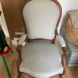 Voltaire armchair in walnut reupholstered