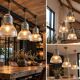 Set of 3 industrial pendants RZB Holophane glass - 1990s