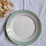 Pitted old flat earthenware plates with gold