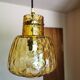 Vintage 70s yellow glass globe pendant light
