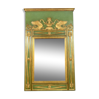Empire trumeau mirror in lacquered and gilded wood around 1900  152 X 95cm