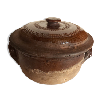 Ancien pot à confit terre cuite émaillée