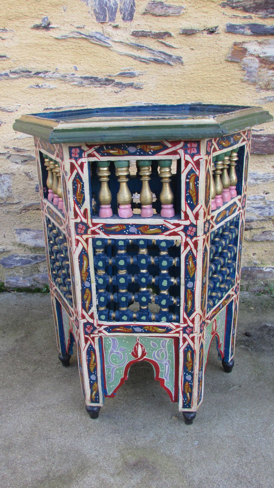Hand-painted Moroccan octagonal coffee table