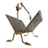 Magazine rack in brass and smoked glass, Maison Jansen style, 1950s
