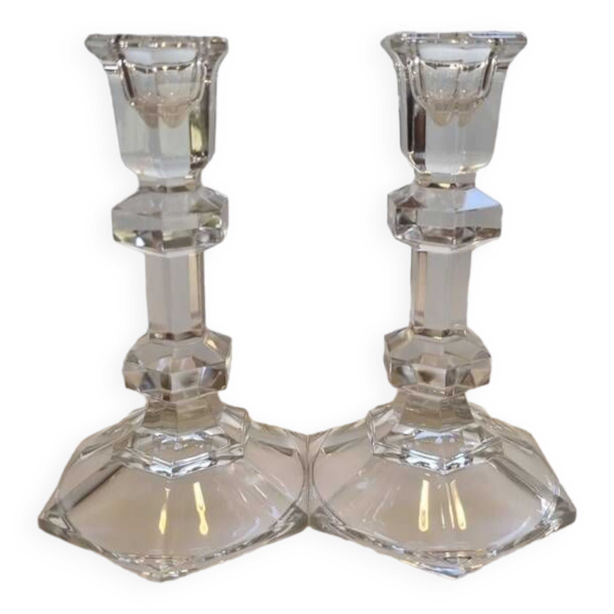 Pair of glass candlesticks