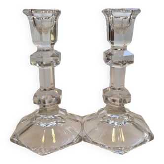 Pair of glass candlesticks