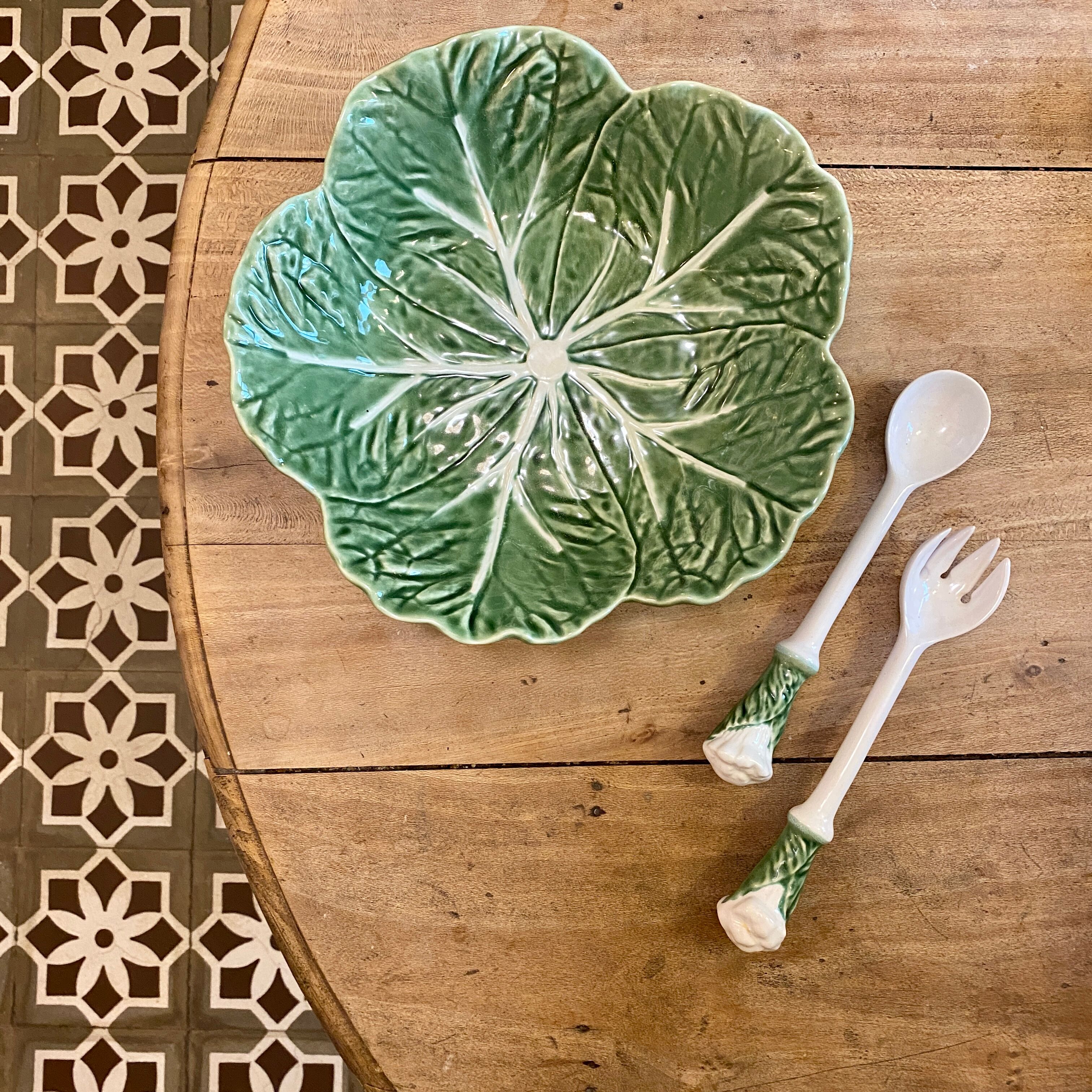 Vintage cabbage bowl and ceramic salad cutlery
