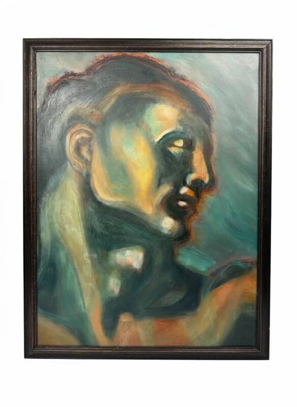 Oil on cardboard – stylized Art Deco study after the Adam of the Sistine Chapel – 60 x 80 cm