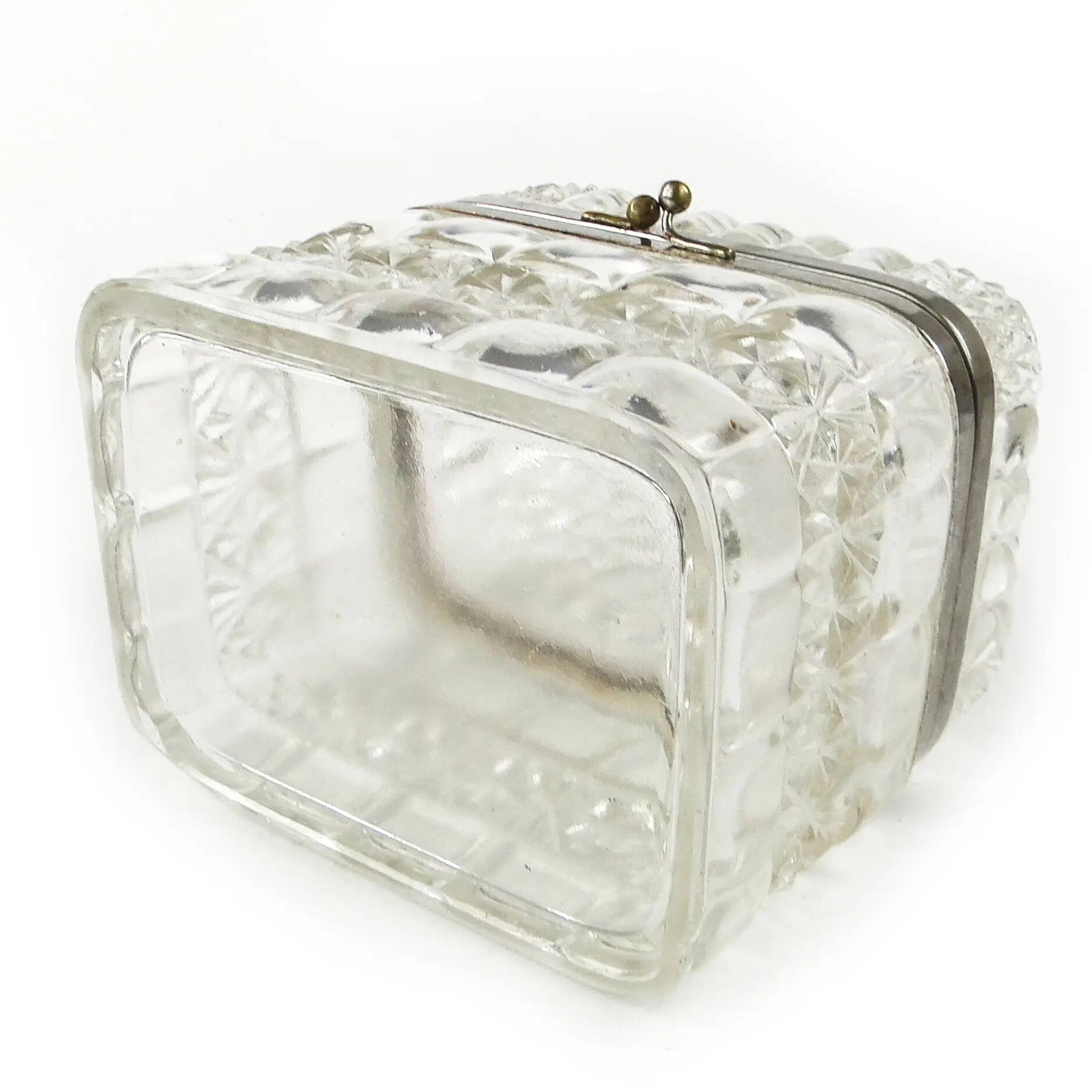 Art Deco bonbonniere, pressed glass, HSG Ząbkowice, Poland, 1930s