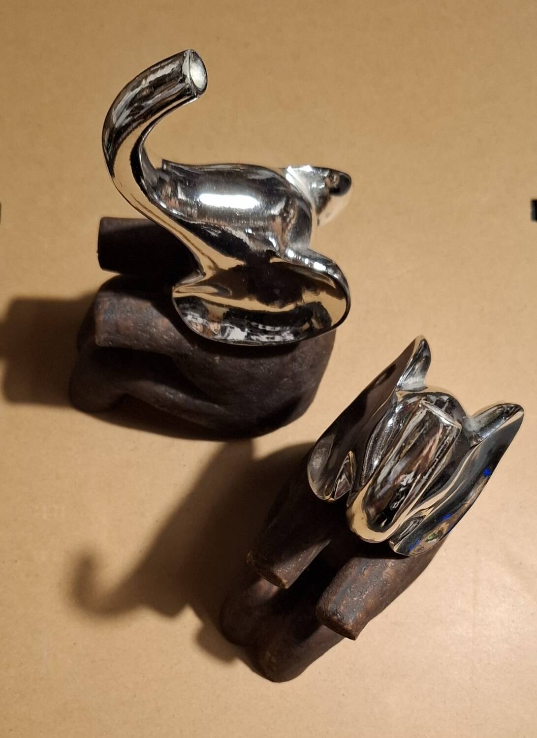 Wooden elephant bookends