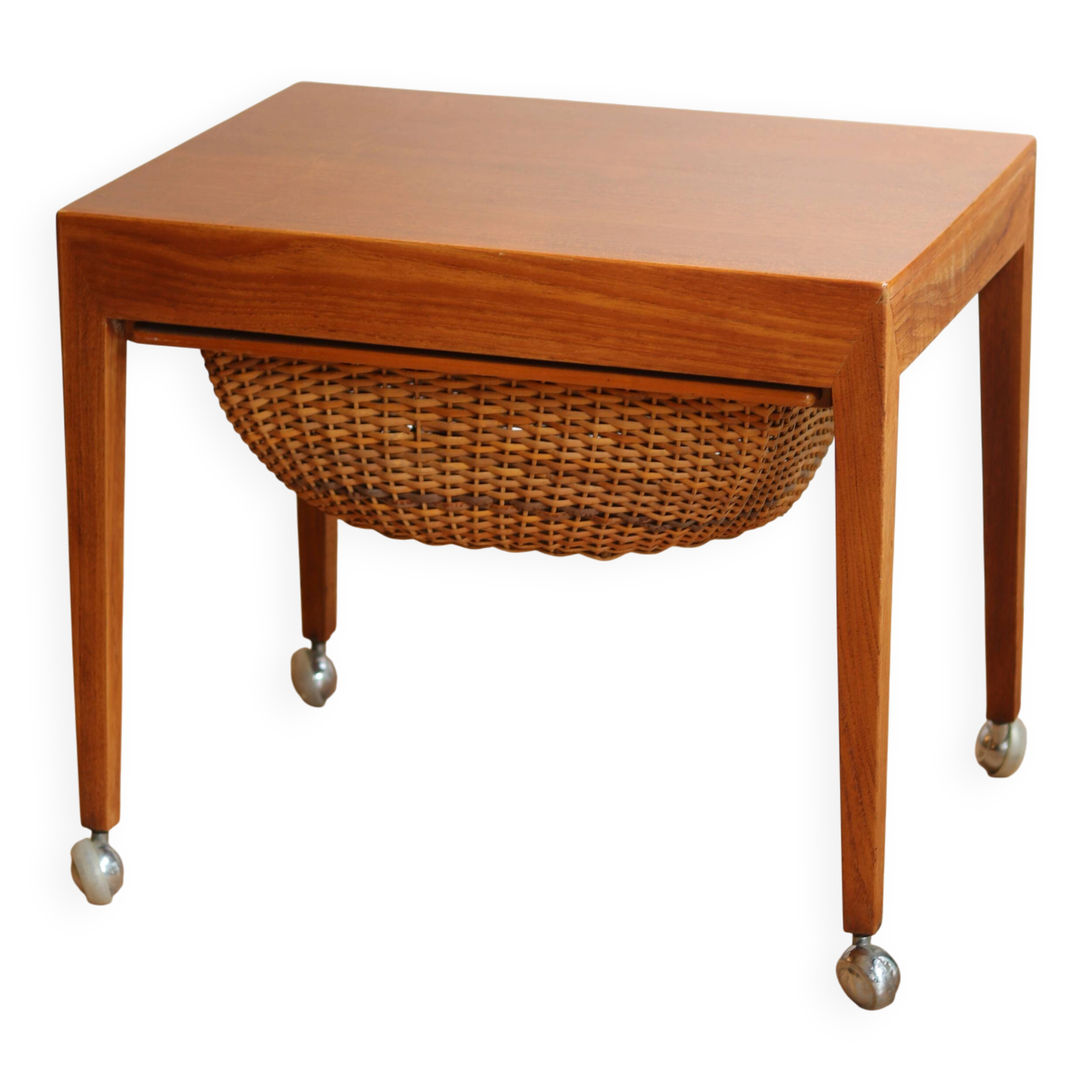 Meuble de couture teck et osier, Severin Hansen, 1950