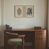 Duo of black abstract paintings signed eawy