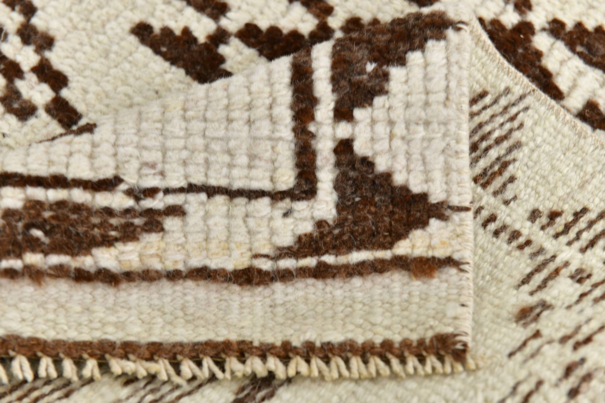 3x10 Brown Cream Kilim Runner Rug 82x320Cm