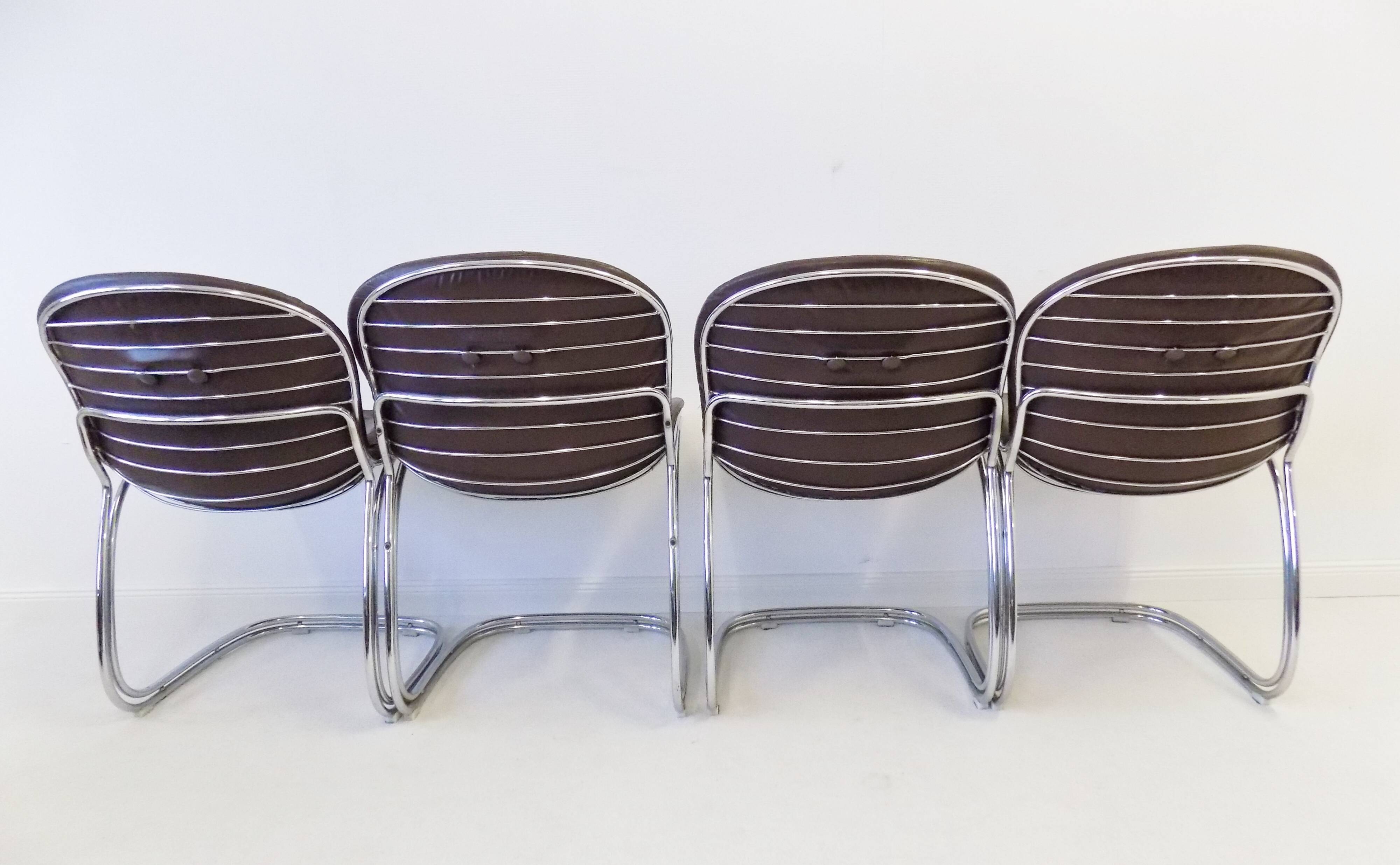 Rima Sabrina set of 4 leather dining chairs by Gastone Rinaldi