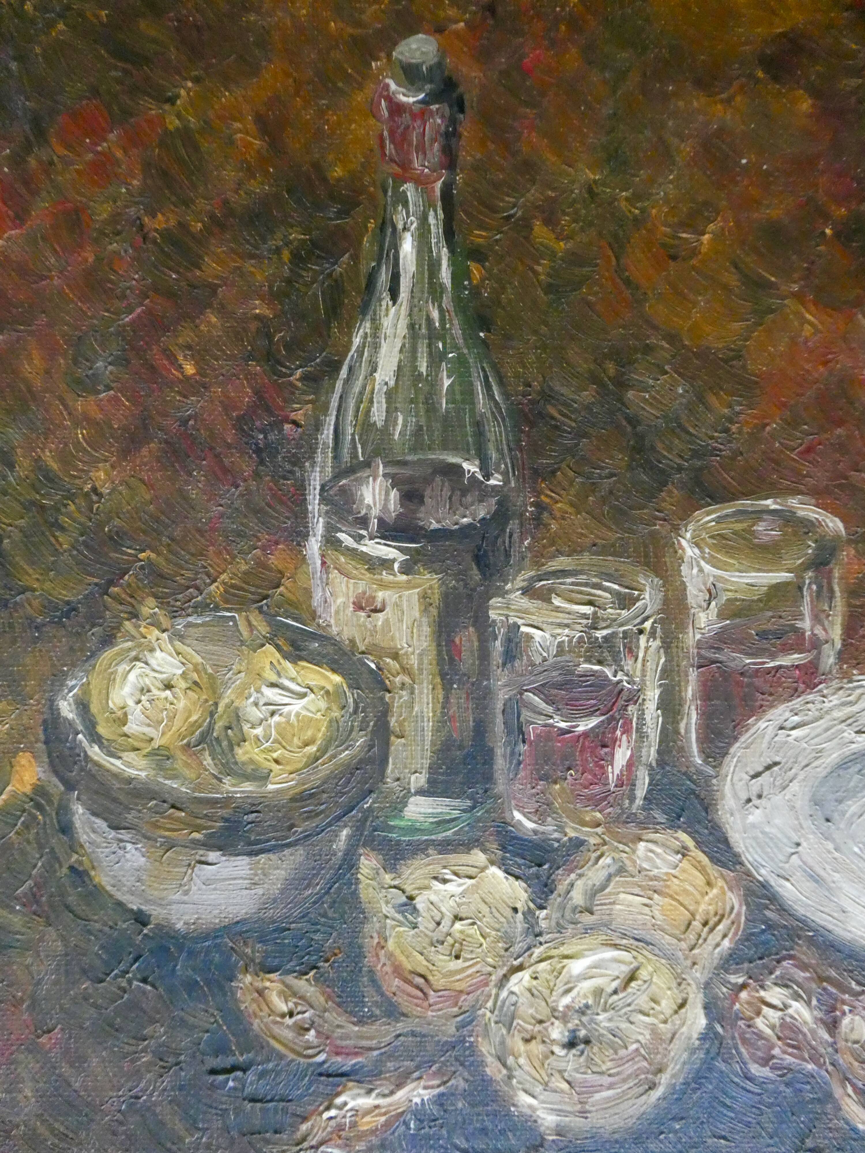 Oil on canvas, still life with fruit