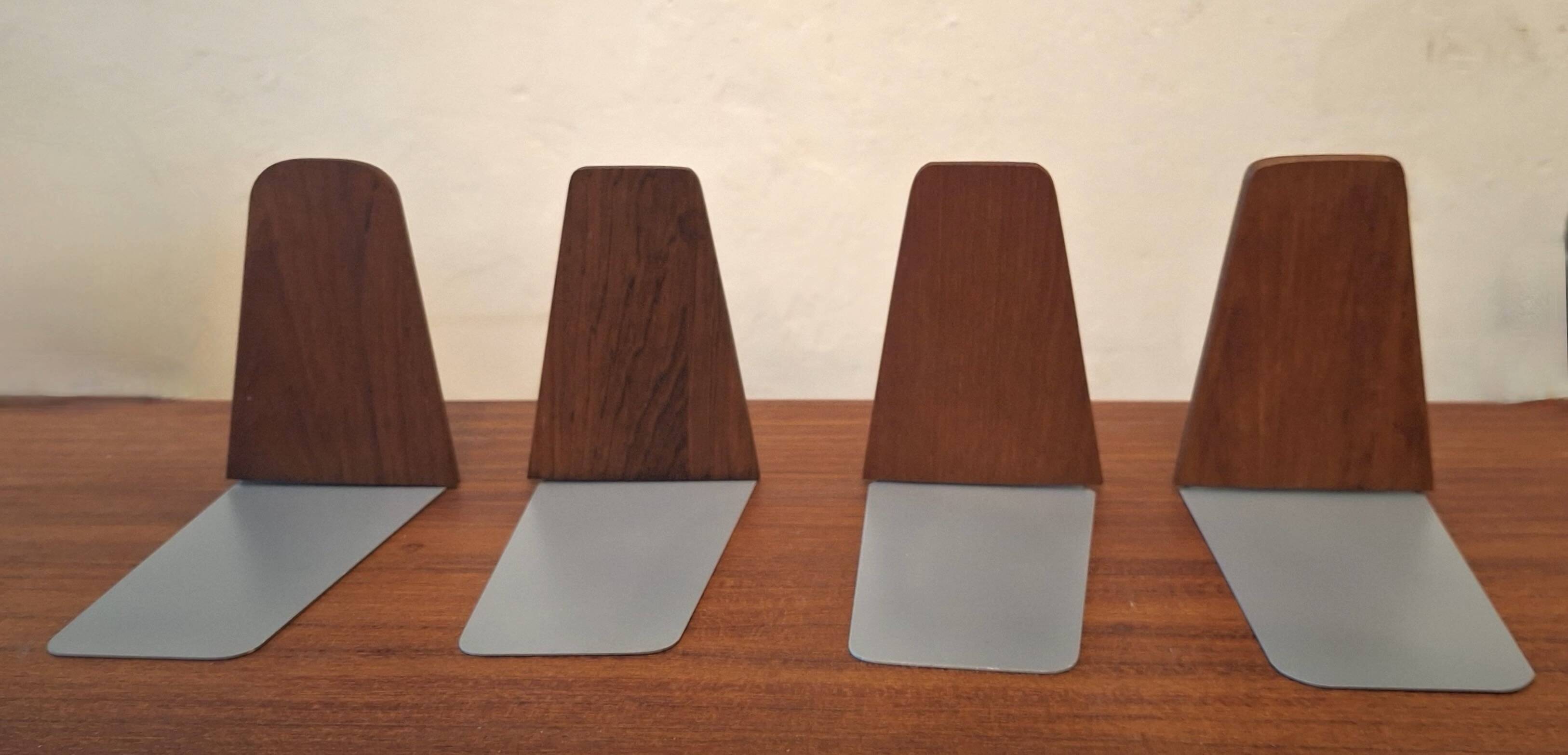 Set of 4 mid century teak bookends, Kai Kristiansen attr., Denmark 1960s