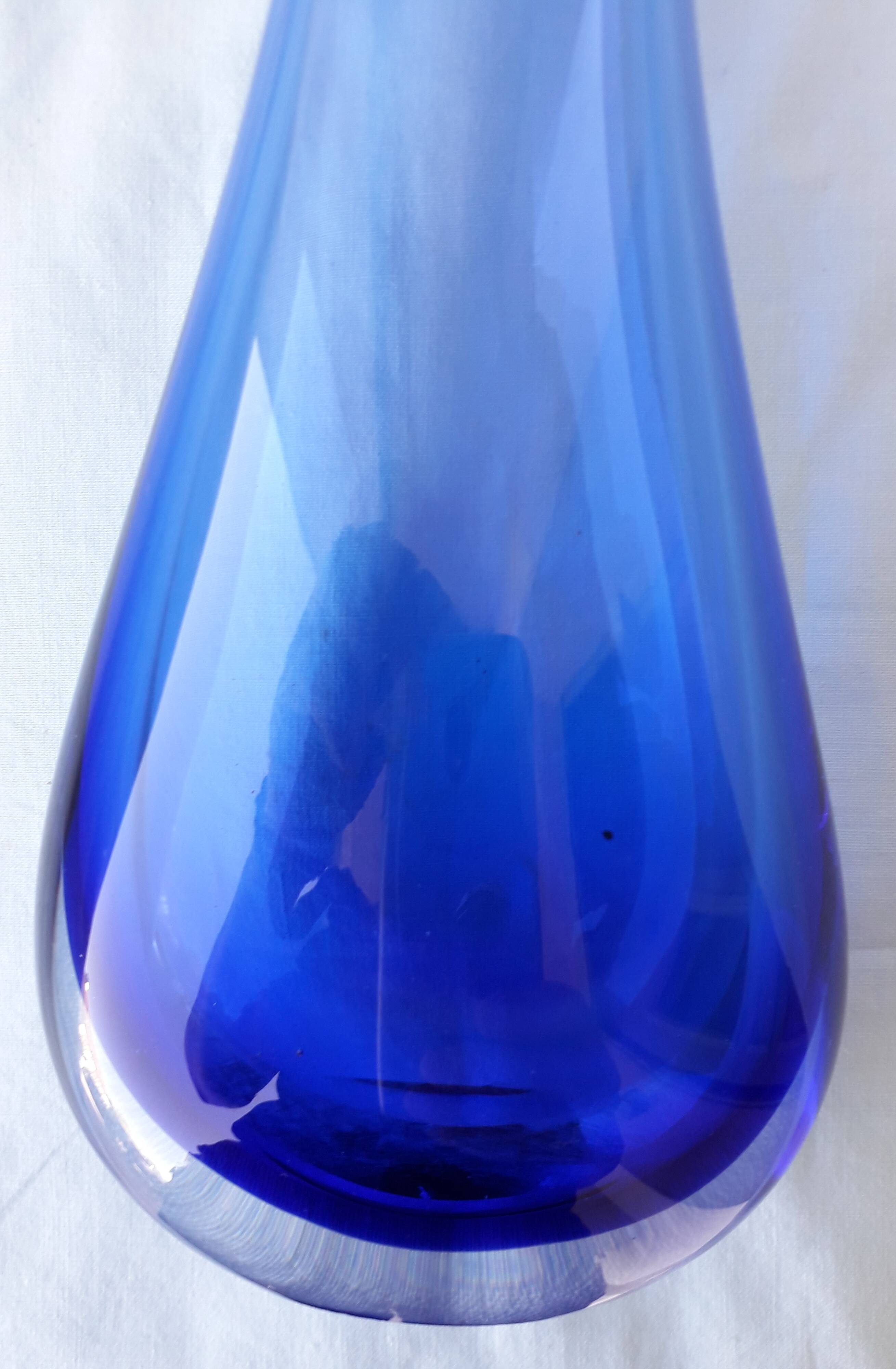 blue glass vase