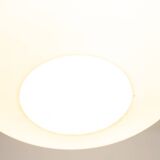 Pendant light in white opaline glass and blond mahogany. 1960s.