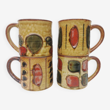 Mugs vintages en céramique émaillée - Lot de 4