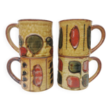 Vintage enameled ceramic mugs - Set of 4