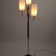 Brass & Teak Three-Light Candelabra Floor Lamp — Scandinavia, 1940s/1950s