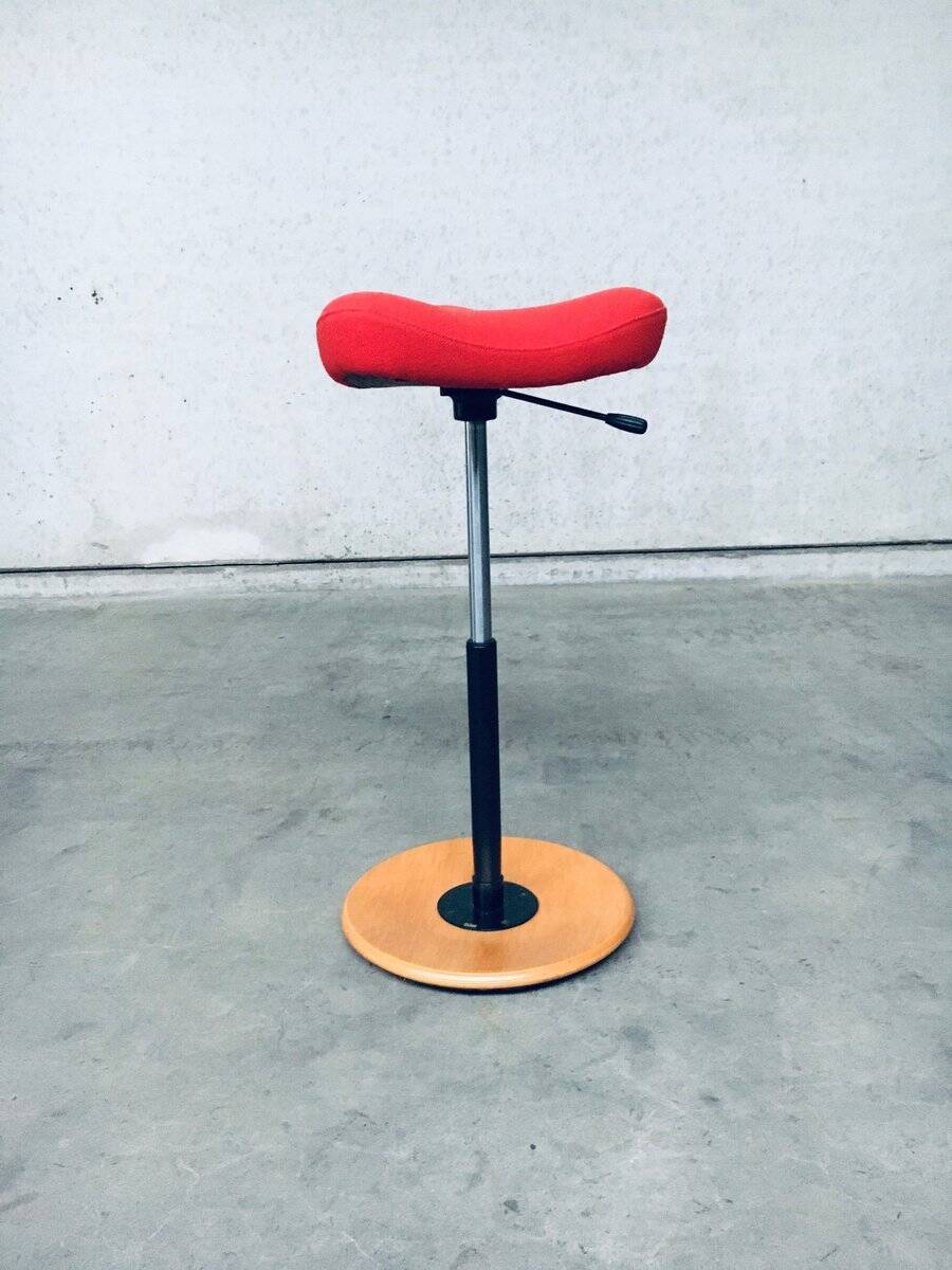 Scandinavian Ergonomic Design Writing Desk and Stool from Stokke, 1980s, Set of 3