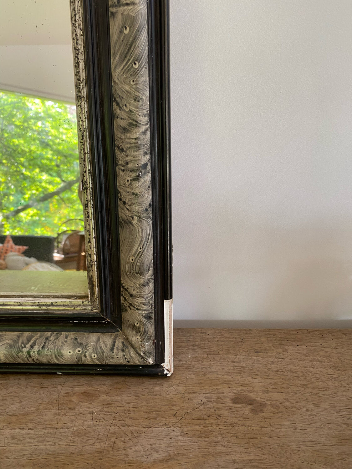 Louis philippe antique mirror with marbled plate