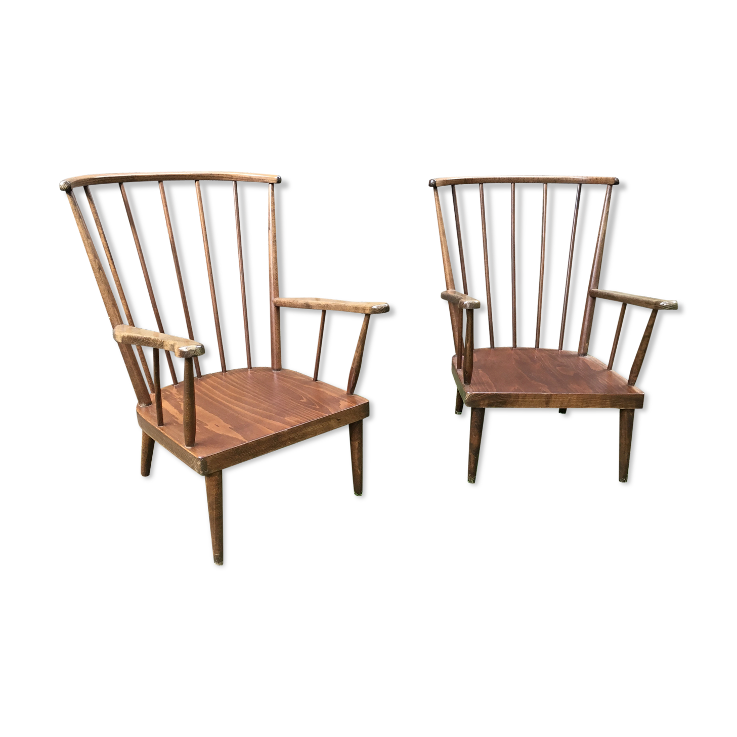 Pair of Baumann armchairs "evangelical" model