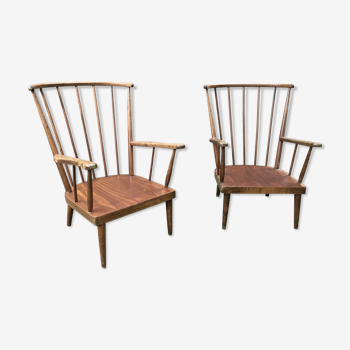 Pair of Baumann armchairs "evangelical" model