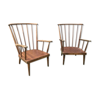 Pair of Baumann armchairs "evangelical" model