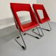 2 chaises tubulaire en simili rouge, années 80 en simili rouge