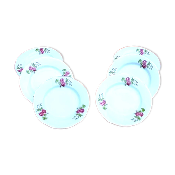 6 Cheese Plates / Dessert White Porcelain Floral decoration Arpo