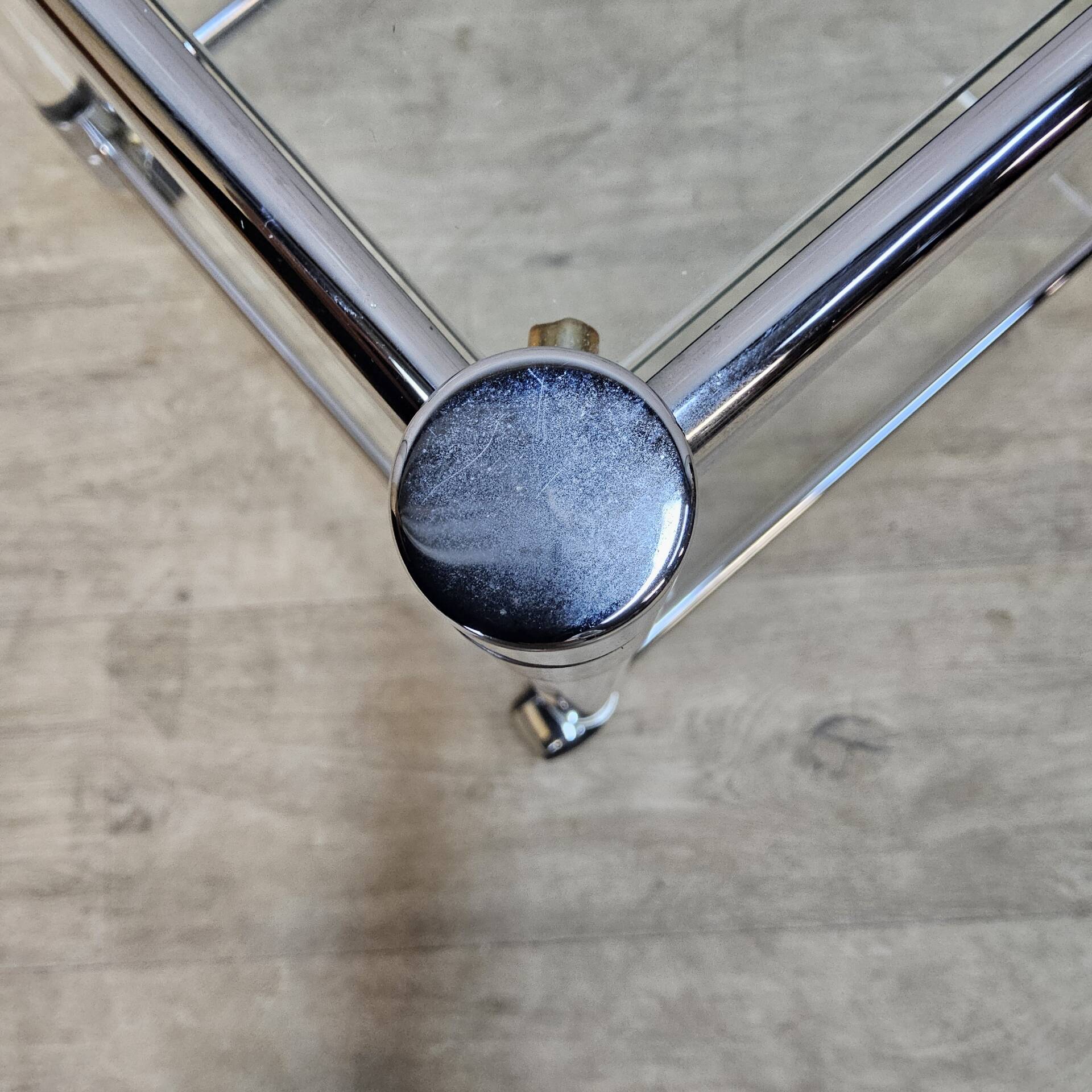Vintage glass and chrome drinks trolley / tea trolley / side table