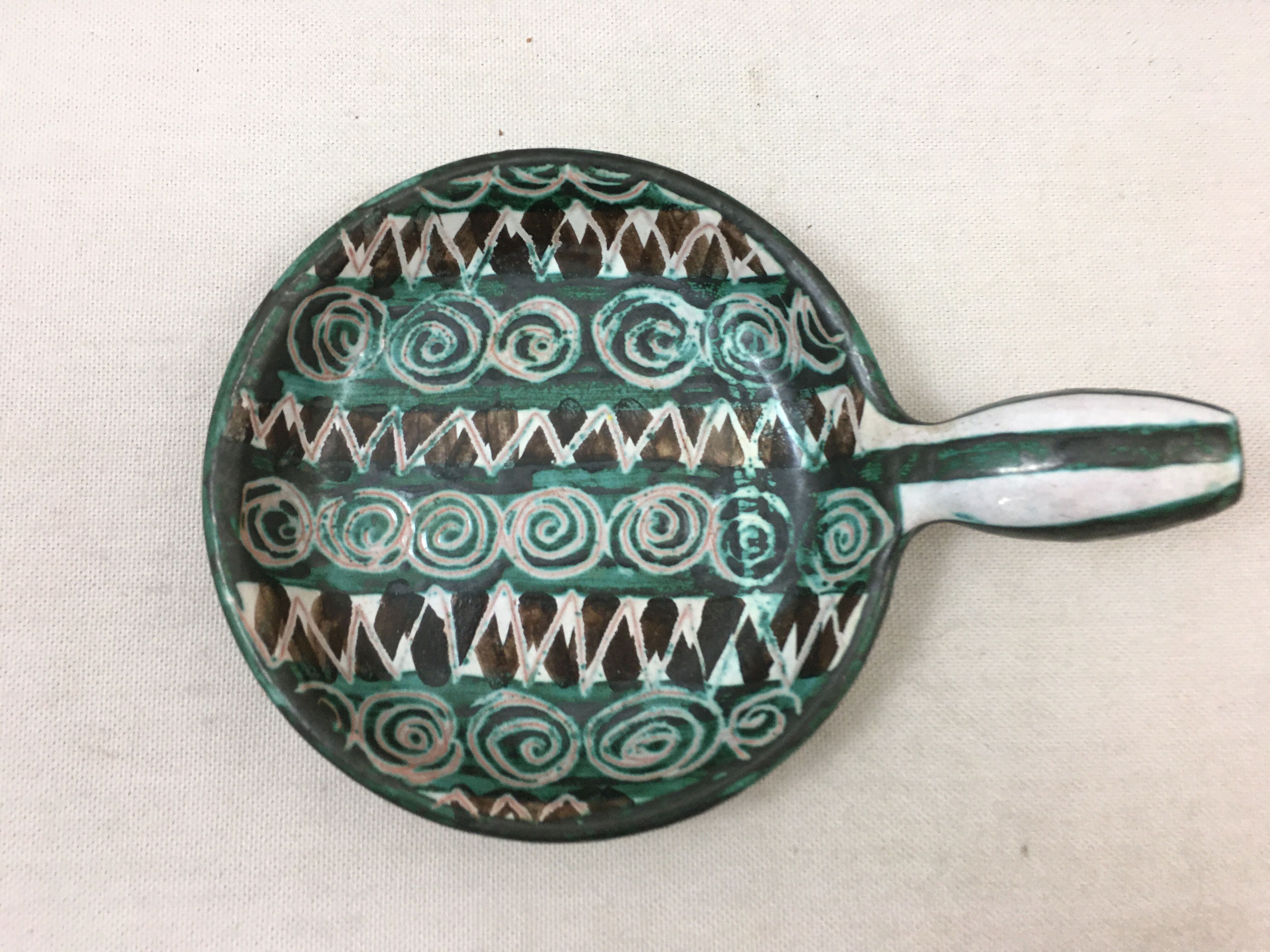 Pan caquelon ceramic Vallauris signed RP Robert Picault vintage year 70