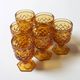 Vintage Amber Goblet Set: Italian Bormioli Stem Glasses, 1970s