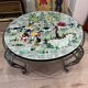Vintage coffee table J&G Picard Vallauris – Glazed ceramic top with Japonese-style decoration