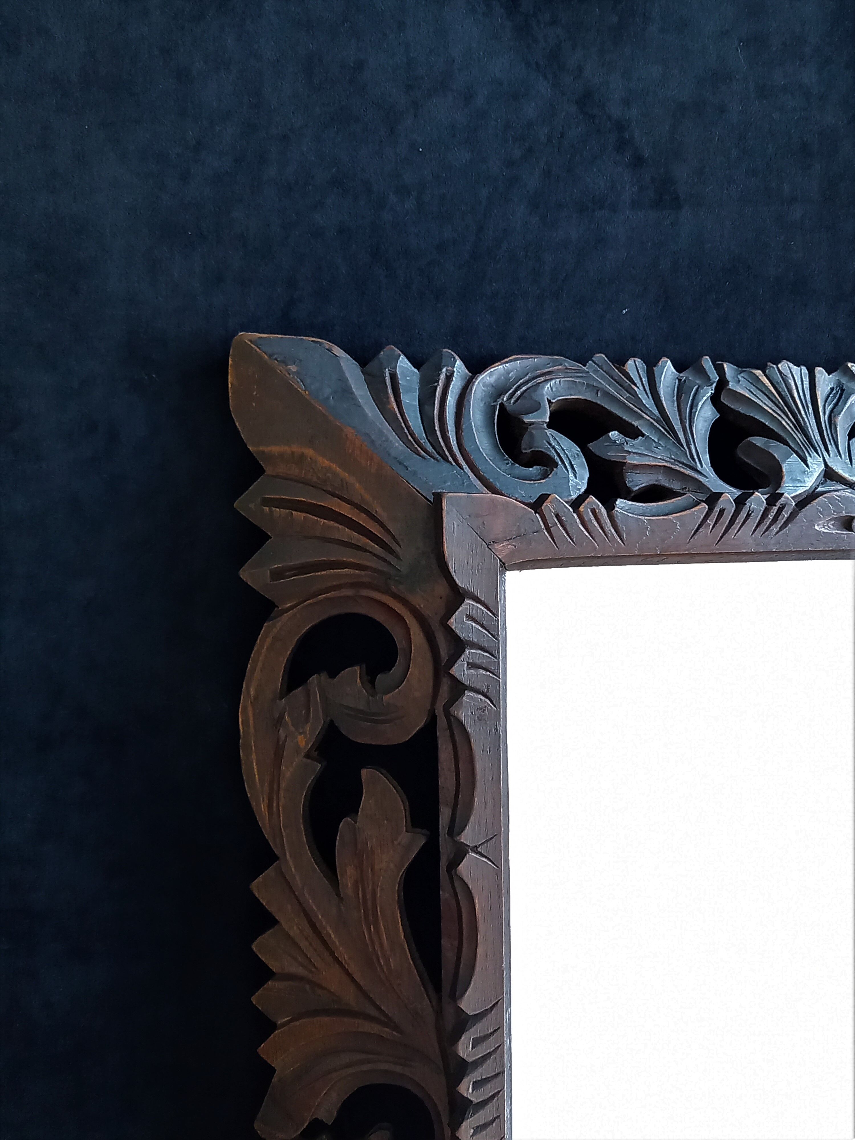 Antique oak mirror carved baroque style