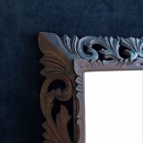 Antique oak mirror carved baroque style