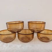 5 textured amber glass bowls – France, 1970s