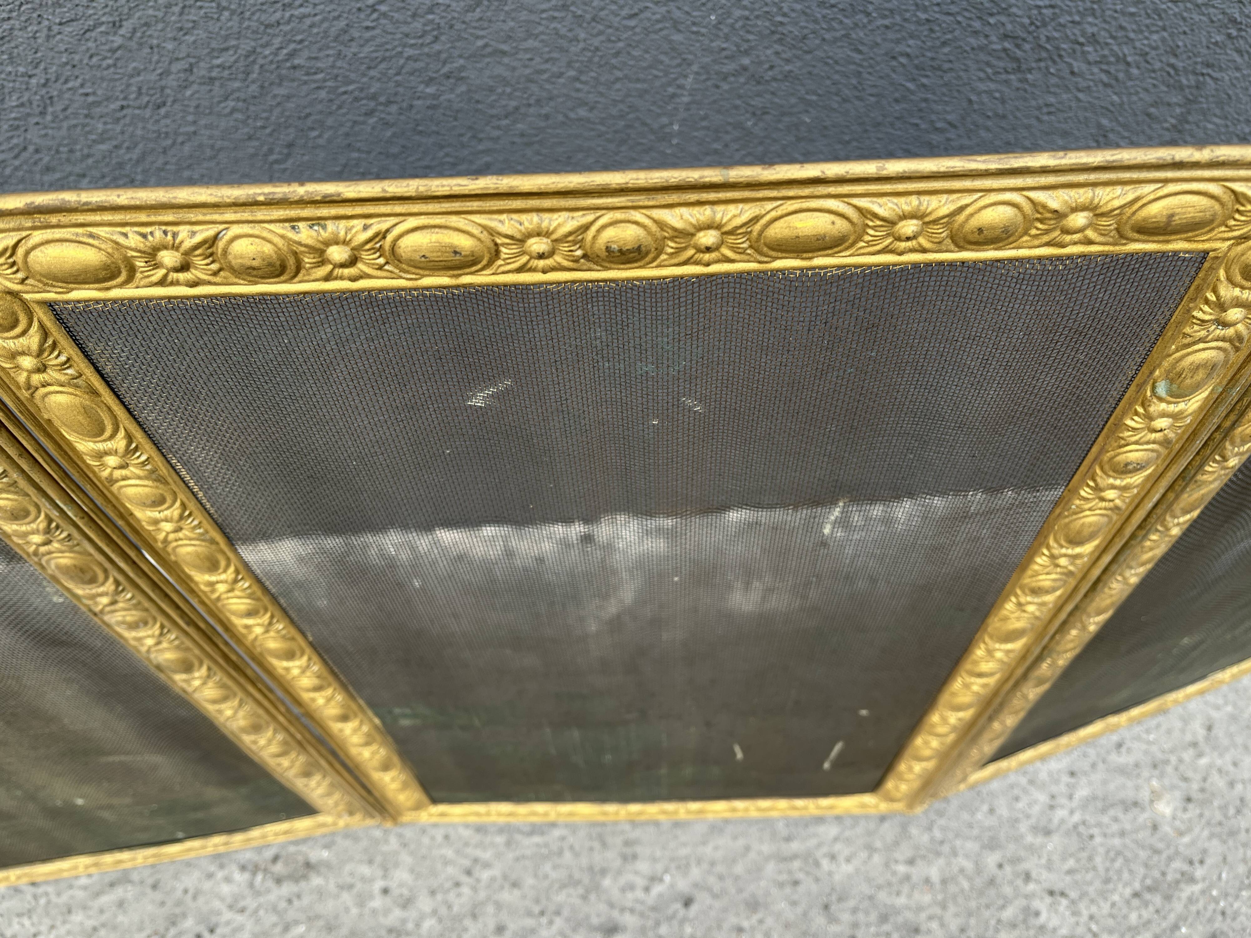 Antique 19th century fireplace screen, Bouhon Frères spark arrester