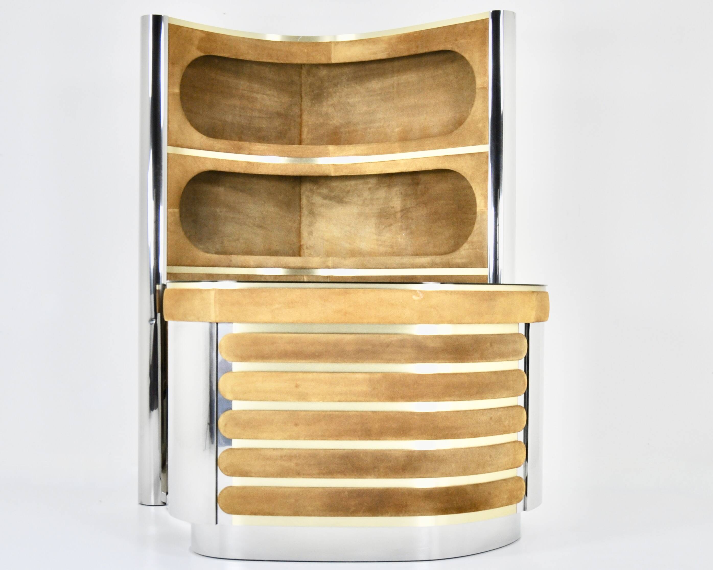 Ensemble de bar avec 2 tabourets dans le style de Willy Rizzo, 1970s