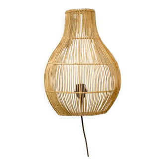 Natural rattan wall light