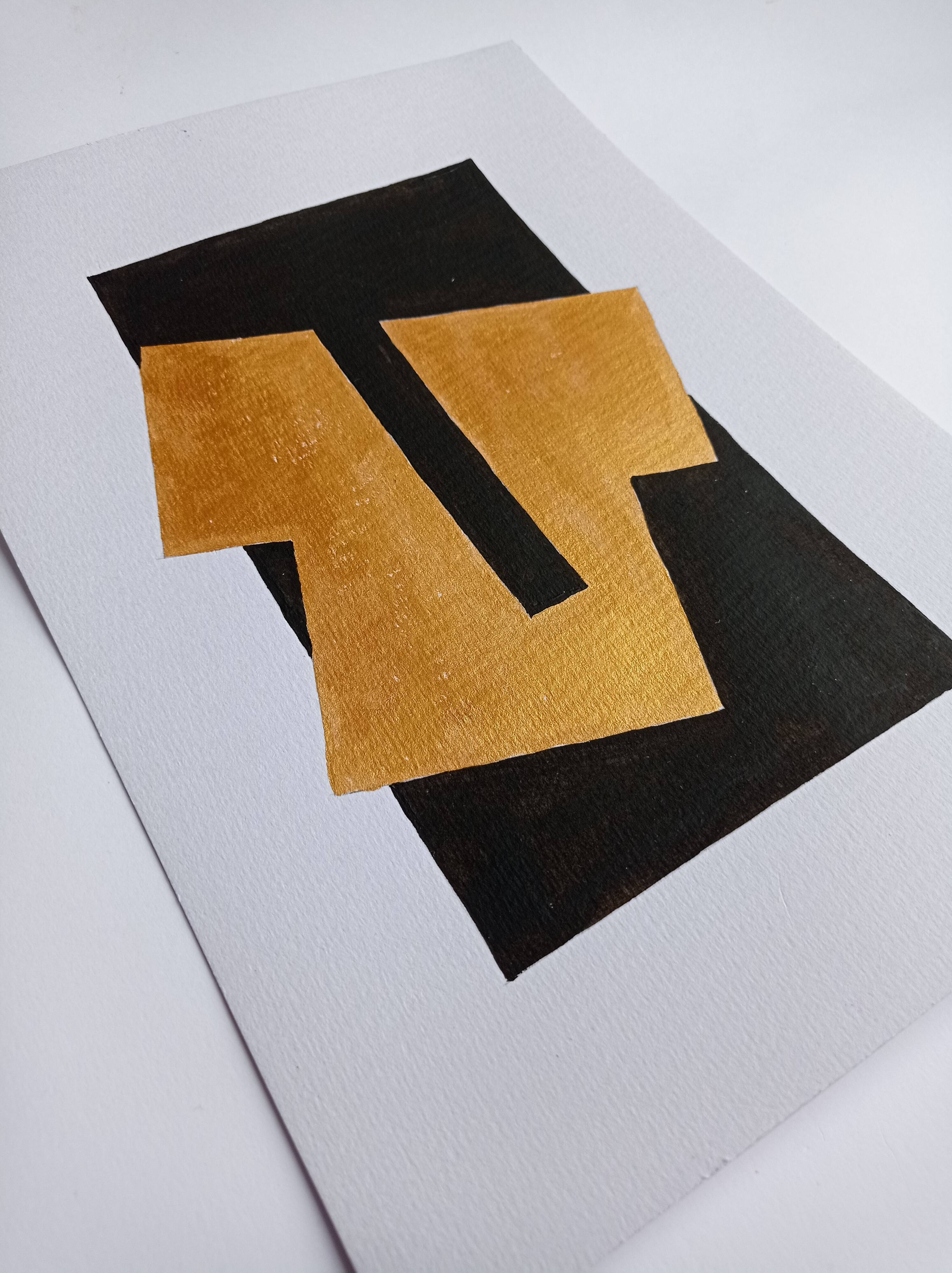 Peinture à l'or abstraite style suprématisme