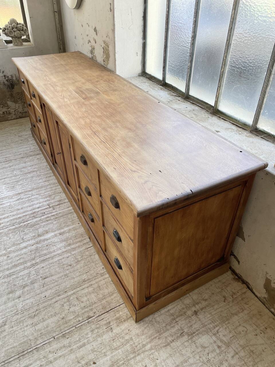 XXL solid oak counter sideboard