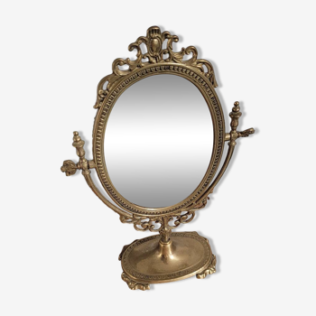 Swivel psyche mirror to stand in brass