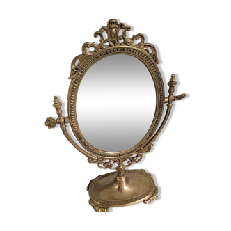 Swivel psyche mirror to stand in brass
