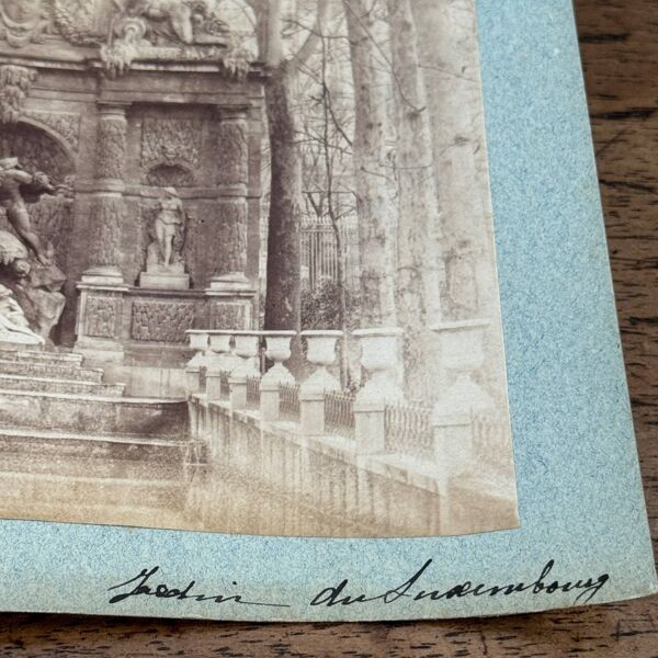 Photo albumine contrecollée sur carton Jardin du Luxembourg XIXe
