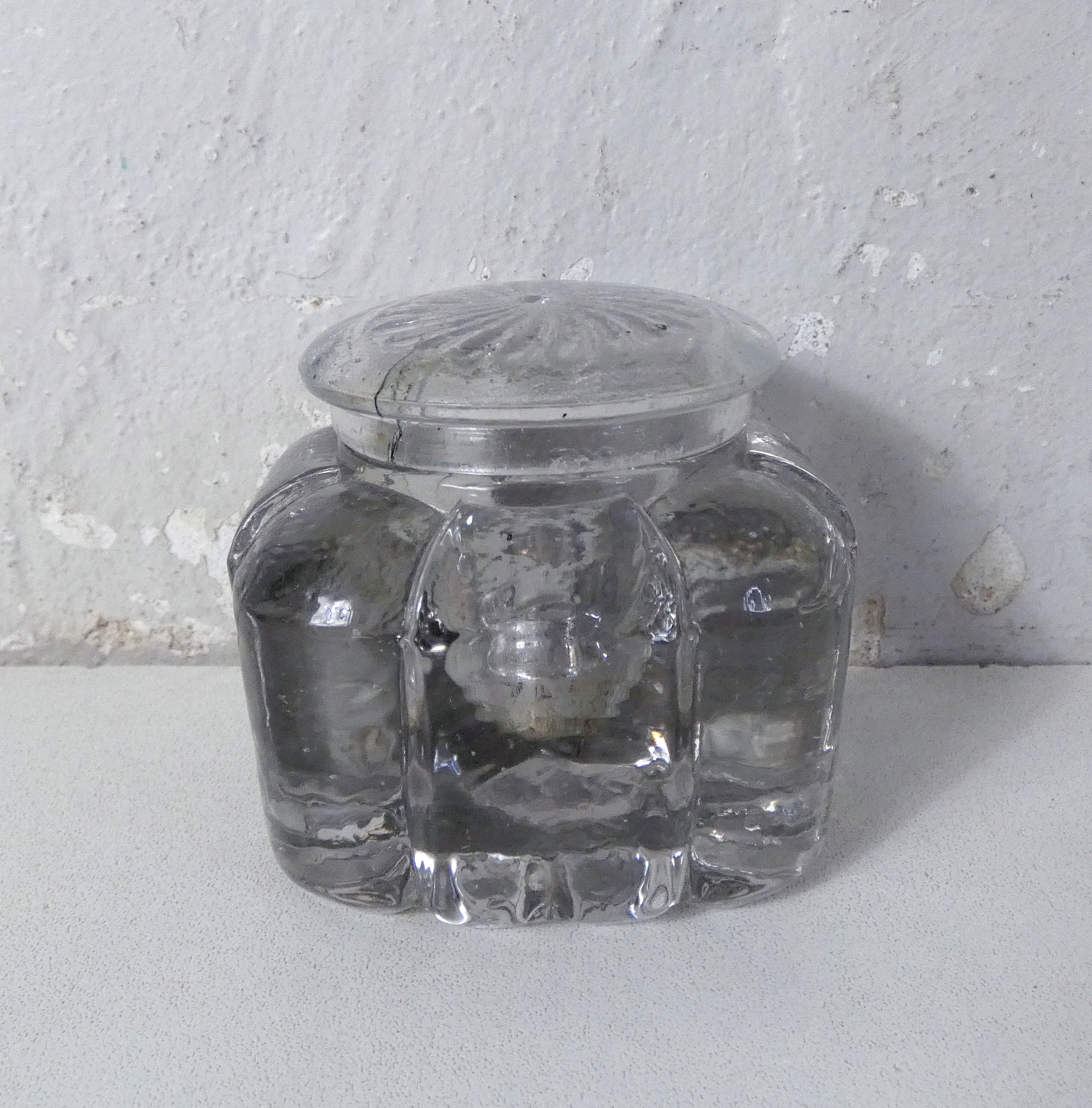 Old glass inkwell